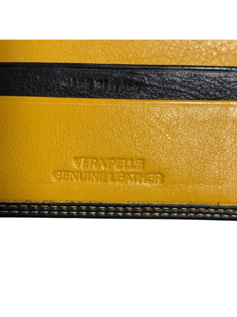 Borgo Etruschi Leather Card Case Black Yellow ID Credit Business Made in Italy